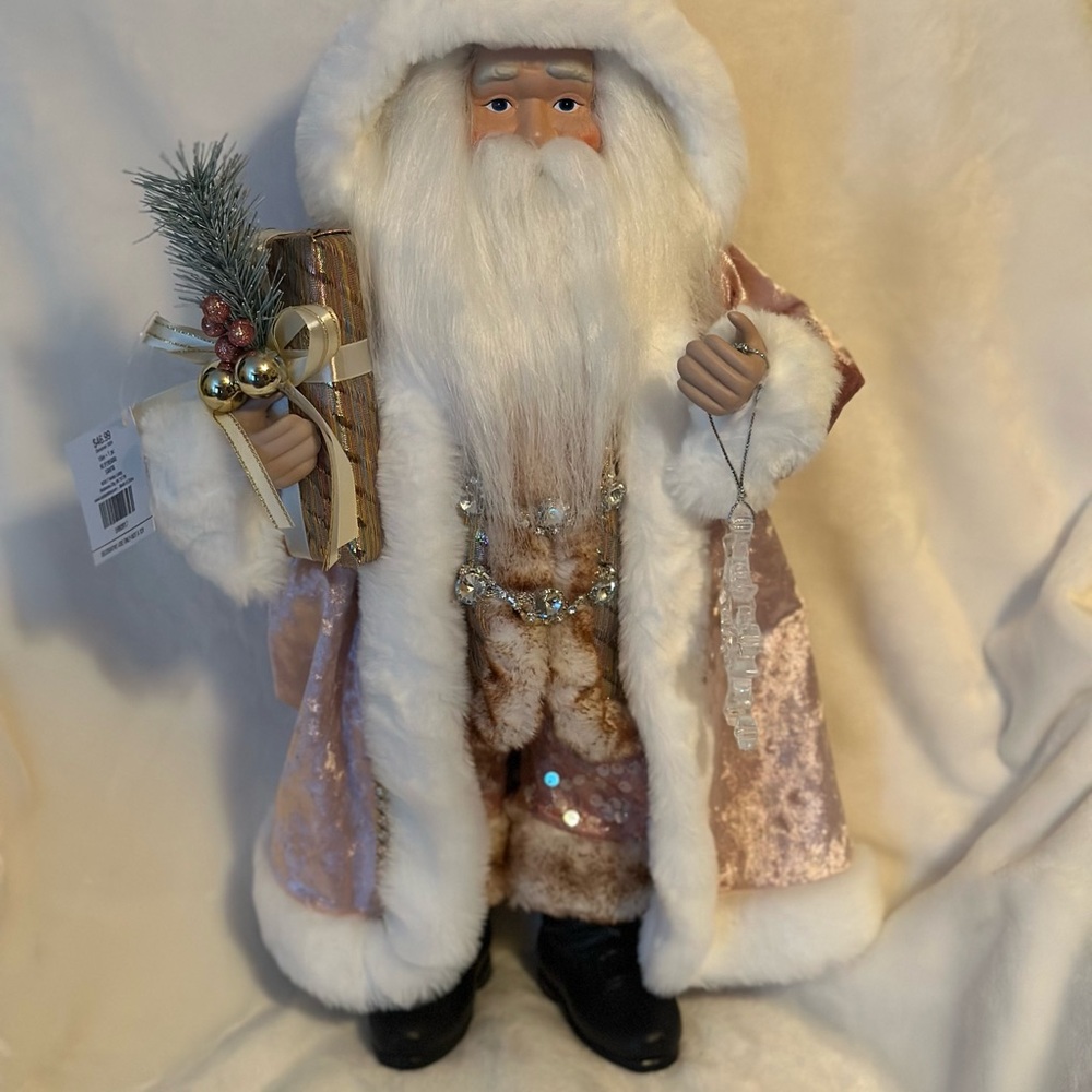 Elegant Blush Santa Claus Holiday Figure